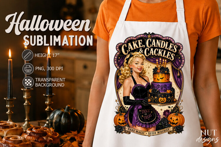Halloween Kitchen sublimation glamorous retro baker example image 1