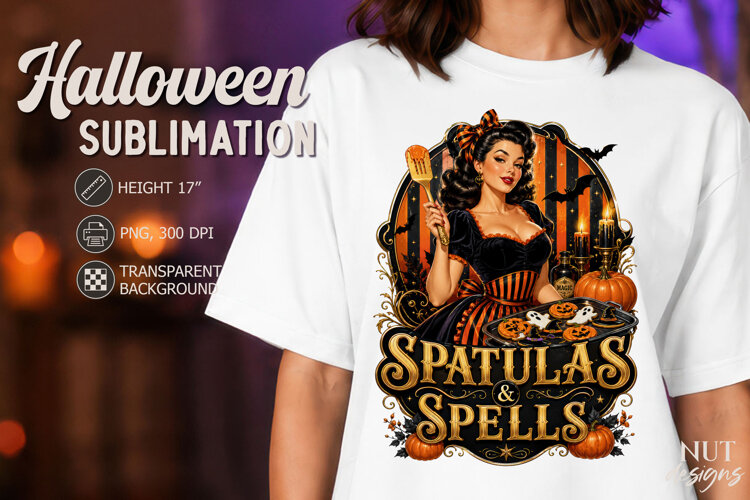Spatulas & Spells Halloween Witch Pin up girl example image 1