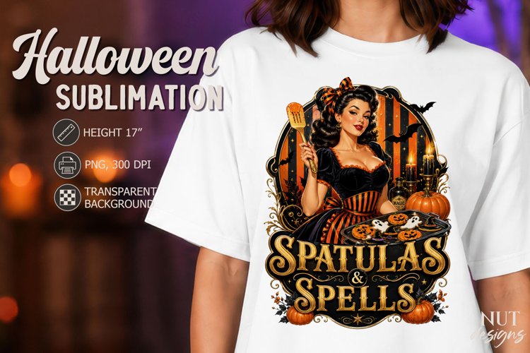 Spatulas & Spells Halloween Witch Pin up girl