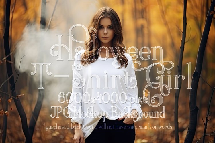 Halloween T-Shirt Mockup Women, White T-Shirt Mockup, d48