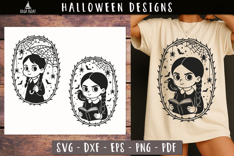 Cute Gothic Halloween Girl SVG designs