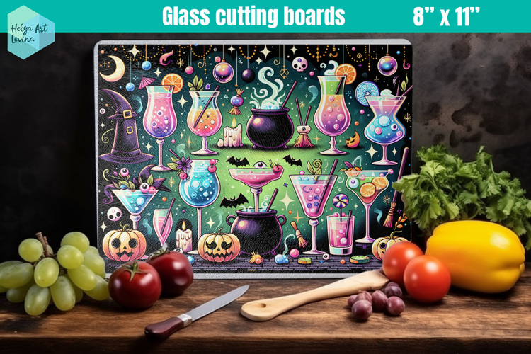 Halloween Glass Cutting Boards Kitchen