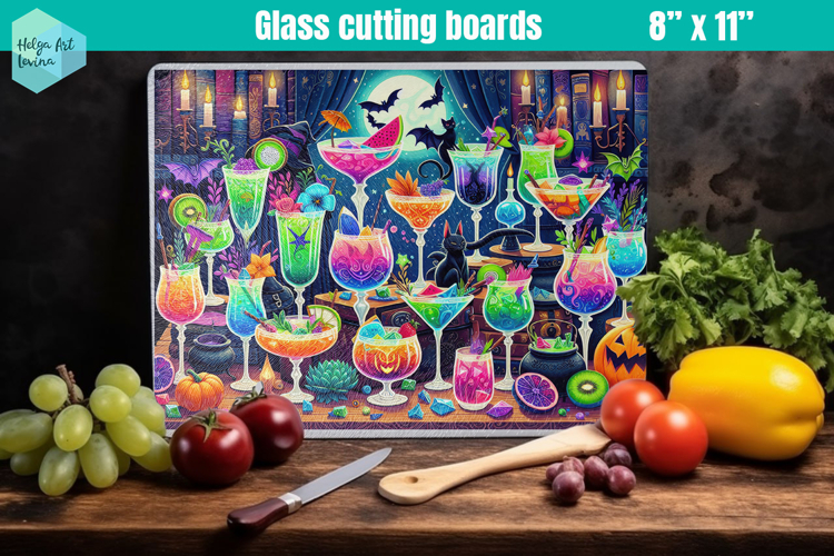 Halloween Glass Cutting Boards Kitchen