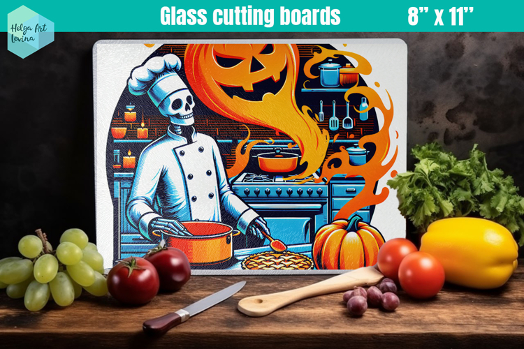 Halloween Glass Cutting Boards Kitchen