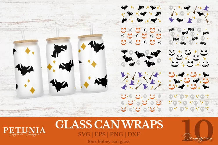 Halloween Can Wrap | 16oz Libbey Can Glass Wrap SVG