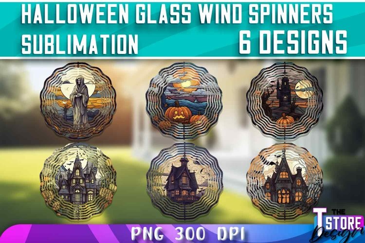 Halloween Glass Wind Spinners Sublimation Bundle|Halloween 1