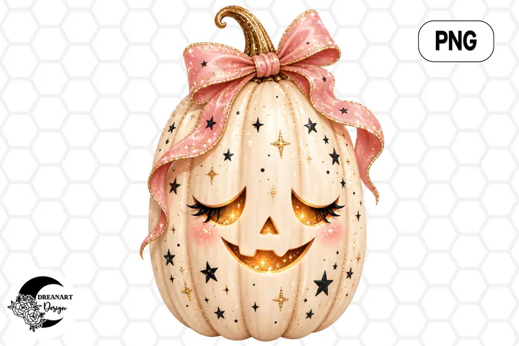 Pink Bow Pumpkin Clipart