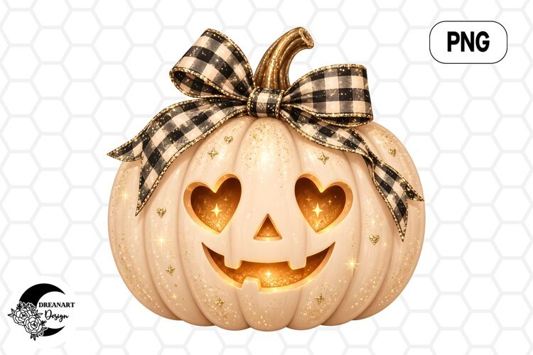 Plaid Bow Pumpkin Clipart