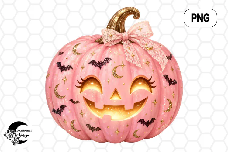 Pink Bat Pumpkin Clipart