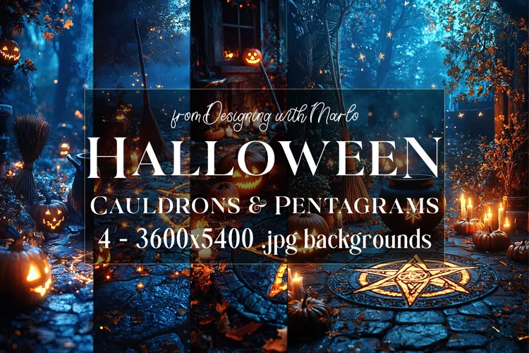 Halloween Backgrounds, Pentagrams Cauldrons Backgrounds, s1
