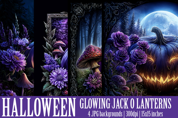 Halloween Backgrounds, Halloween Glowing Jack o Lanterns, s2