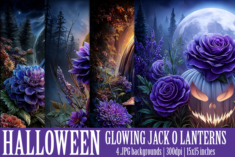 Halloween Backgrounds, Halloween Glowing Jack o Lanterns, s3