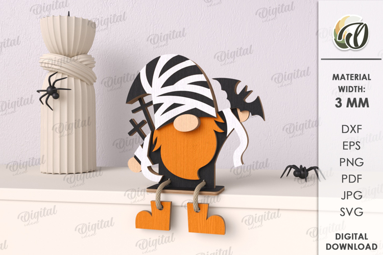 Halloween Gnome Laser Cut. Halloween Decor SVG