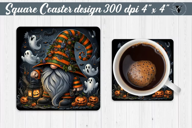 Square Coaster | Gnome coaster | Halloween