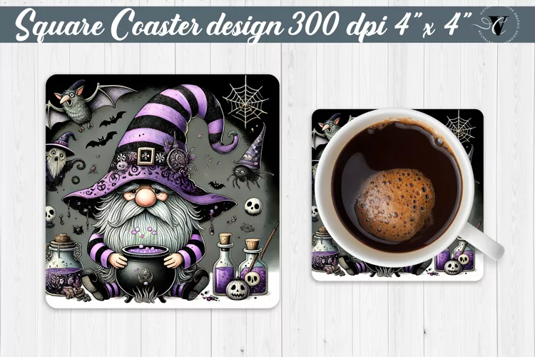 Square Coaster | Gnome coaster | Halloween