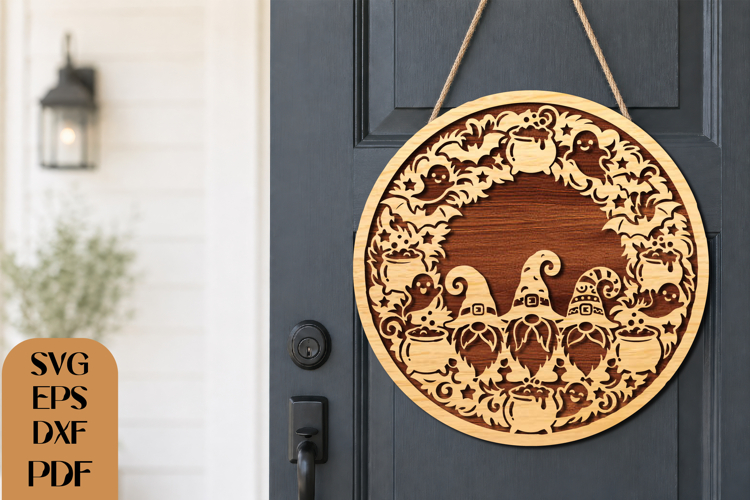 Halloween Gnome Wreath SVG Laser Cut File