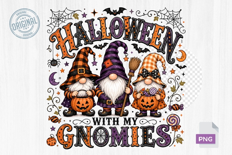 Halloween Gnomies Cute Witch Gnomes PNG Sublimation Design