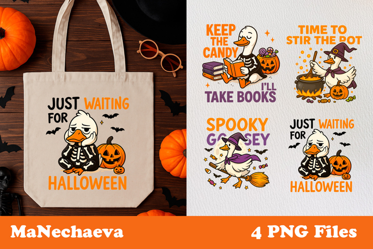 Funny Halloween Goose Clipart | Skeleton Duck PNG