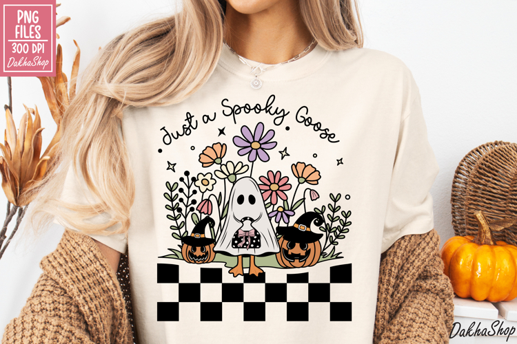 Halloween Png, Spooky Goose Halloween Png, Floral Ghost Png