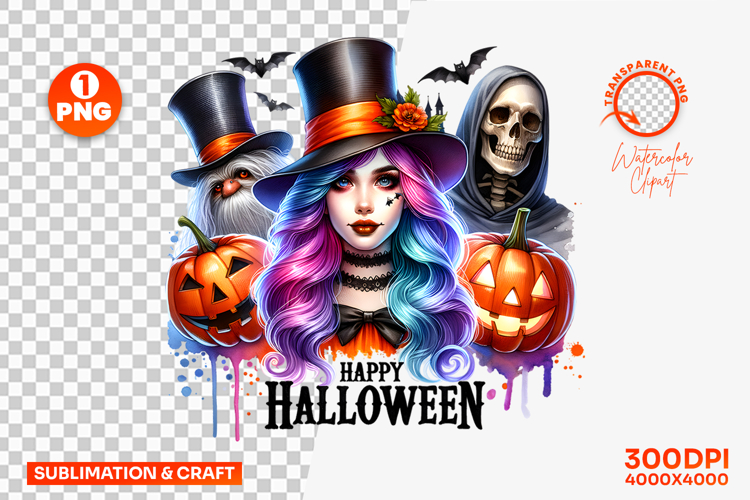 Halloween Witch Pumpkin Gnome Sublimation Clipart PNG