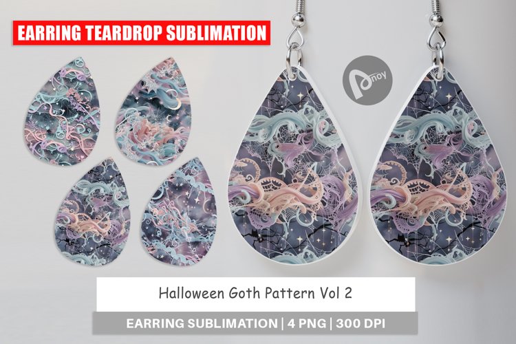 Earring Teardrop Halloween Goth Pattern