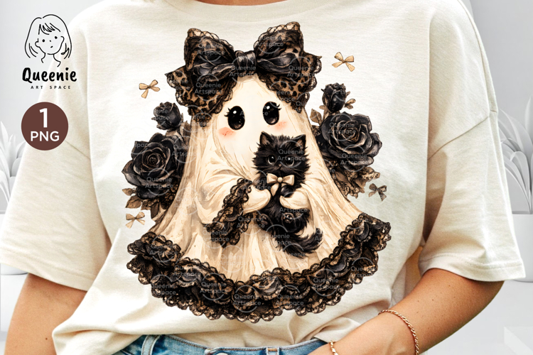 Halloween Preppy Gothic Ghost Black Cat