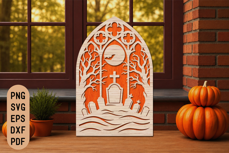 Halloween Gothic Graveyard Arch Laser Cut SVG