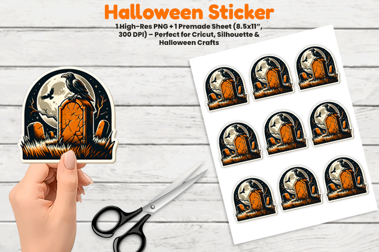 Halloween Graveyard Tombstone Sticker Sublimation PNG
