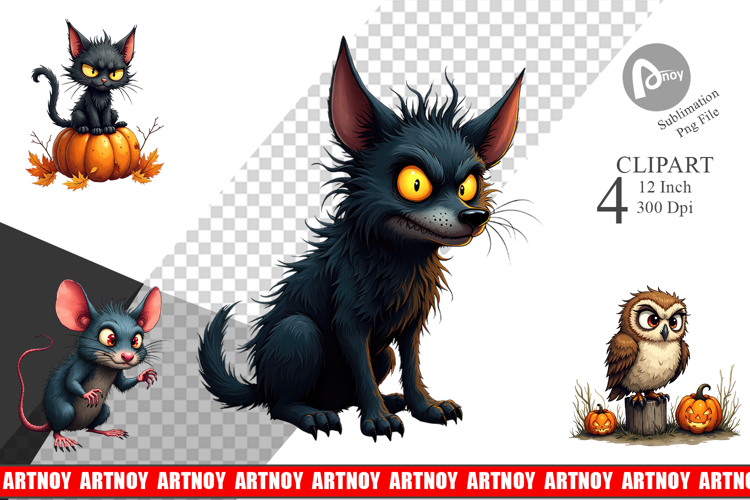 Halloween Grumpy Critters Clipart