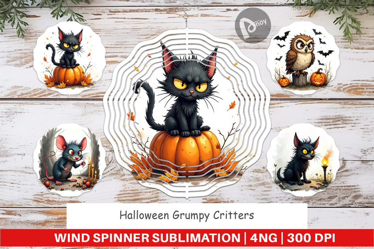 Wind Spinner Halloween Grumpy Critters