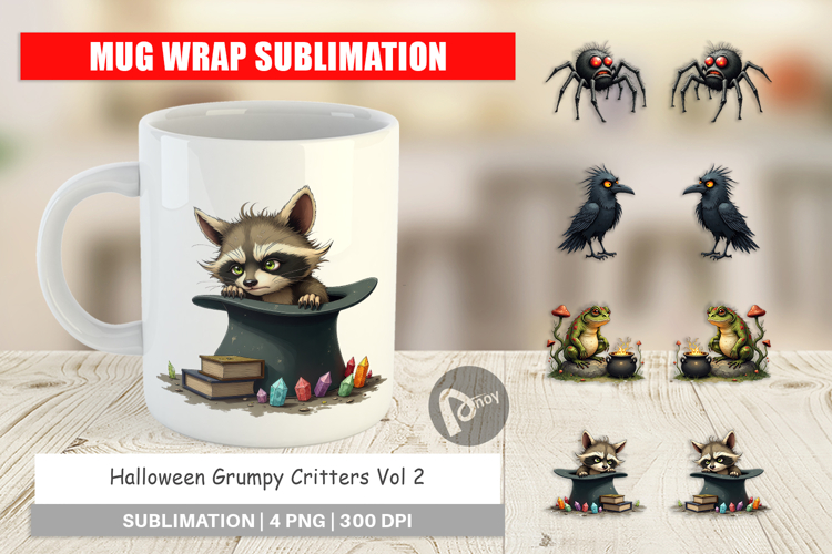 Mug Wrap Halloween Grumpy Critters