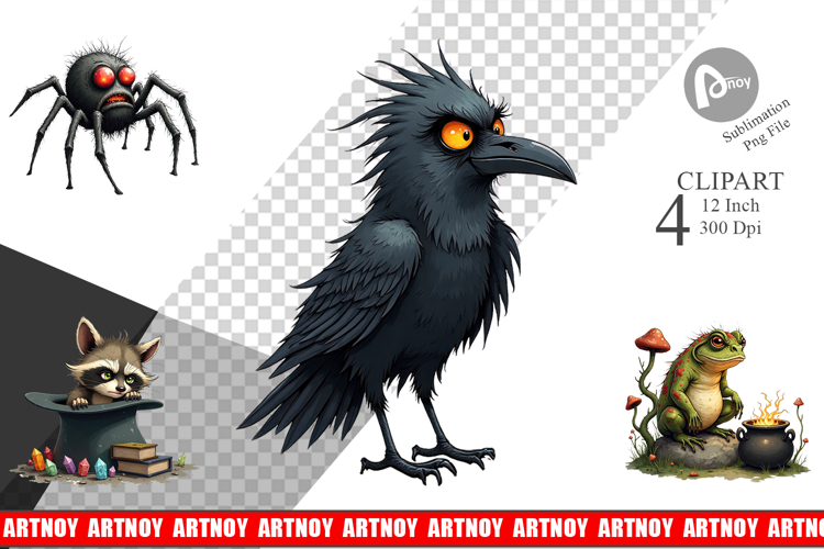 Halloween Grumpy Critters Clipart