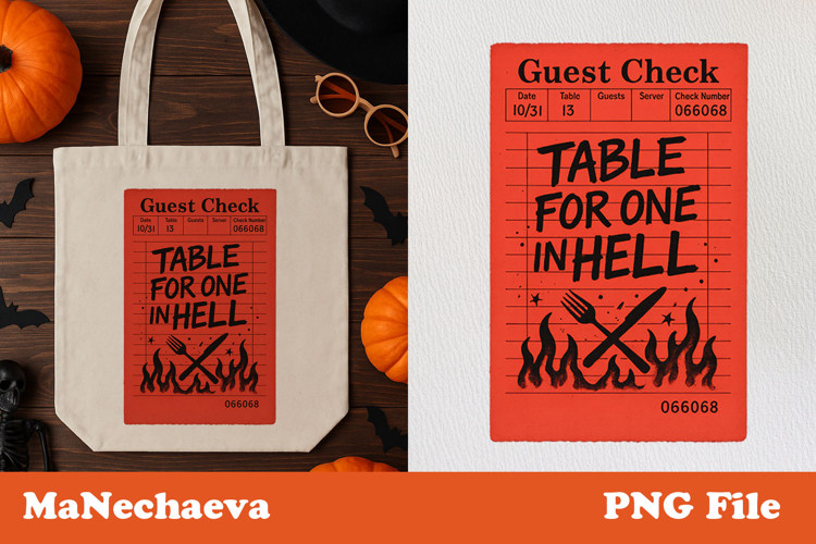 Halloween Guest Check PNG | Table for One in Hell