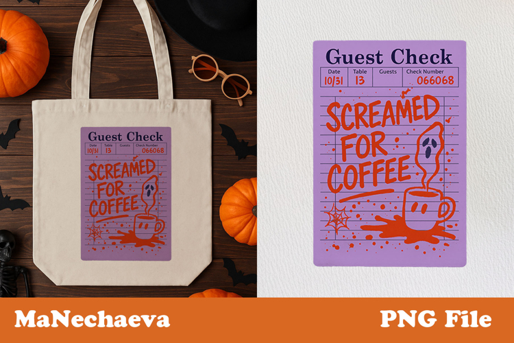 Halloween Guest Check PNG | Screamed for Coffee Art