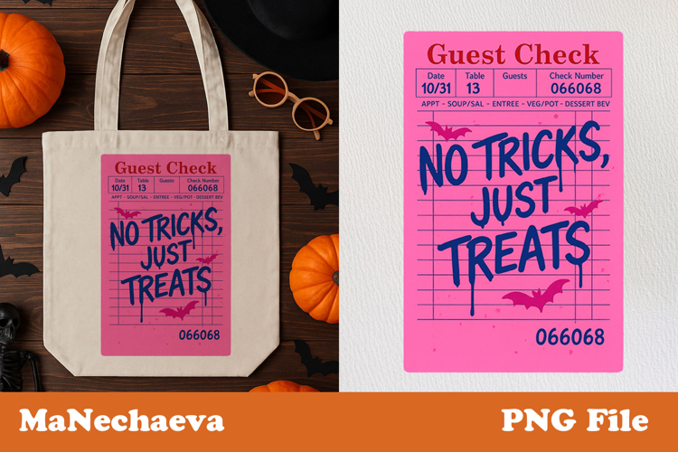 Halloween Guest Check Wall Art | No Tricks Just Treats PNG
