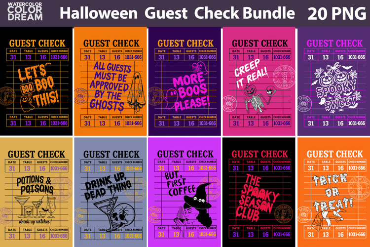 Halloween Guest Check | Spooky Quotes and Drinks