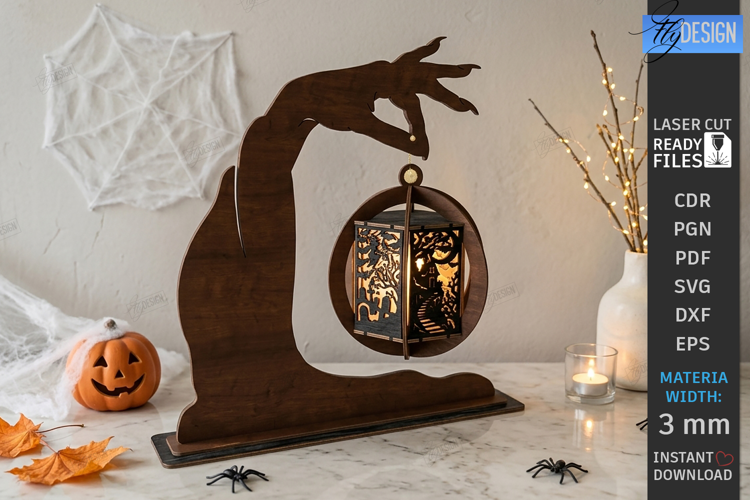 Halloween Hand Lantern Laser Cut | Halloween Hanging Lantern