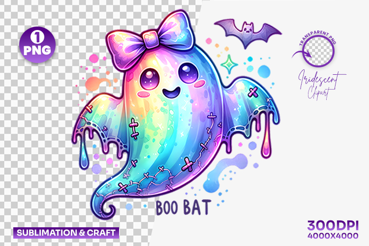 Halloween Happy Candy Ghost Clipart PNG Sublimation Design