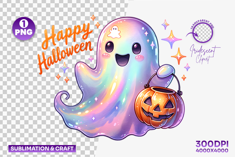 Halloween Happy Ghost Pumpkin Clipart PNG Sublimation Design
