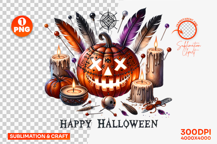 Halloween Happy Halloween Candle Pumpkin Clipart PNG Design