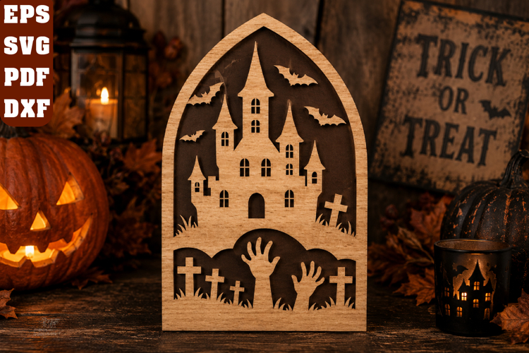 Halloween Haunted Castle Laser Cut SVG