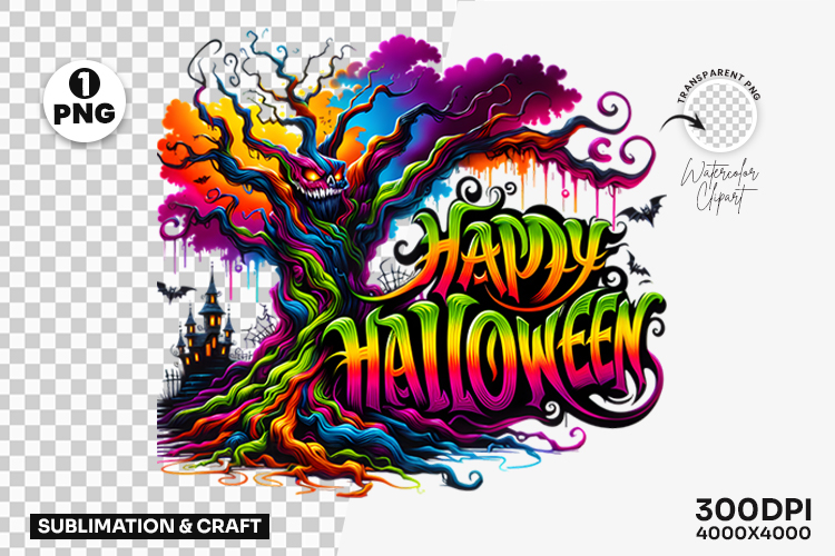 Halloween Haunted Tree Happy Halloween Clipart Sublimation