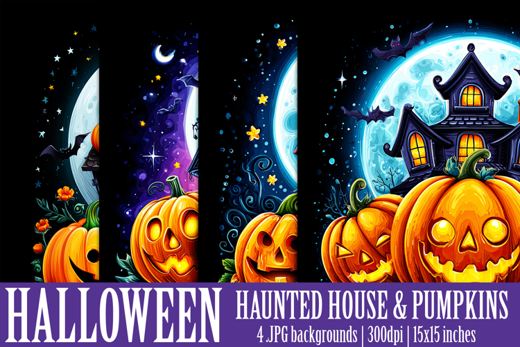 Halloween Backgrounds, Halloween Haunted House Pumpkins s1