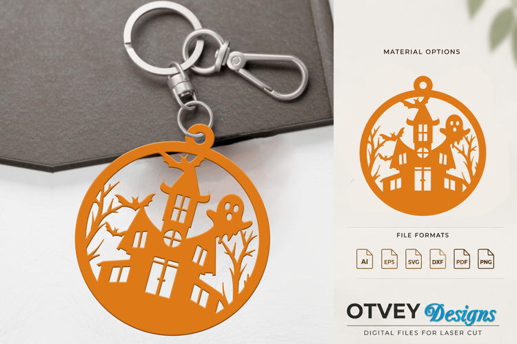 Halloween Haunted House Keychain Lasercut