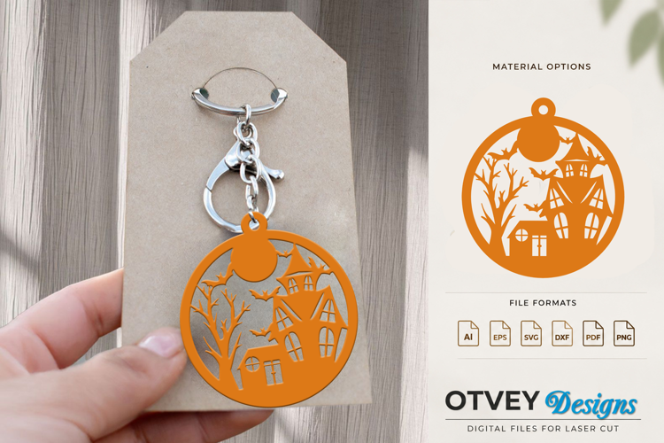 Halloween Haunted House Keychain Lasercut