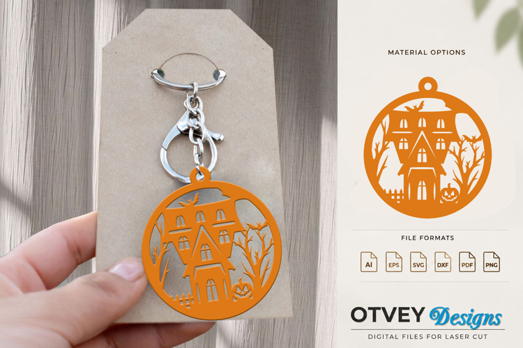Halloween Haunted House Keychain Lasercut