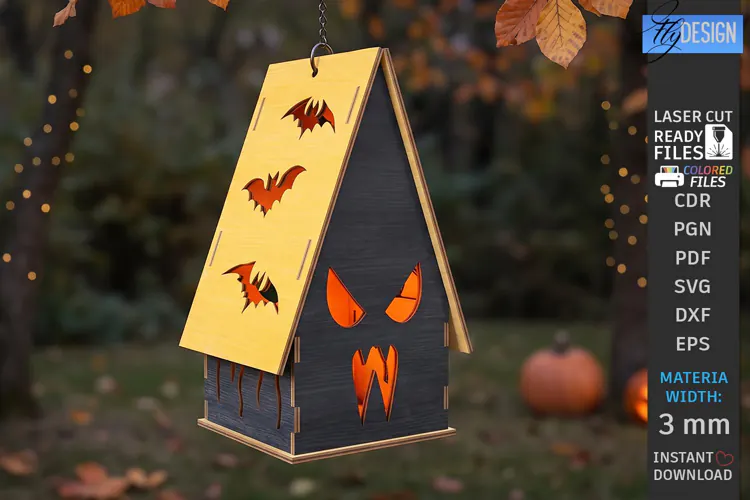 Halloween Haunted House Lantern Laser Cut | Candle Holder