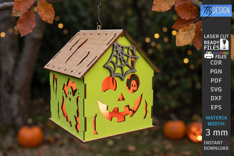 Halloween Haunted House Lantern Laser Cut | Candle Holder