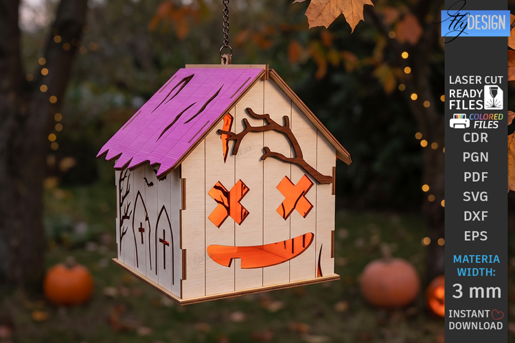 Halloween Haunted House Lantern Laser Cut | Candle Holder