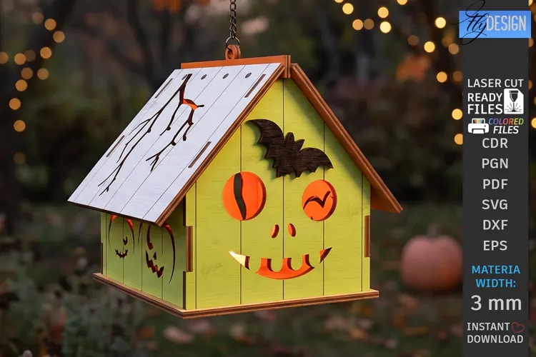Halloween Haunted House Lantern Laser Cut | Candle Holder